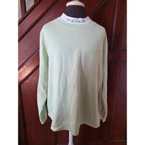 Blair Womens 2XL Green Sweatshirt With Floral Collar